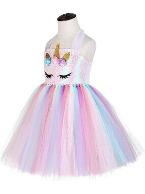 Girls Unicorn Dress Size Large (for 5 - 6 years) Handmade by TuTu Dreams